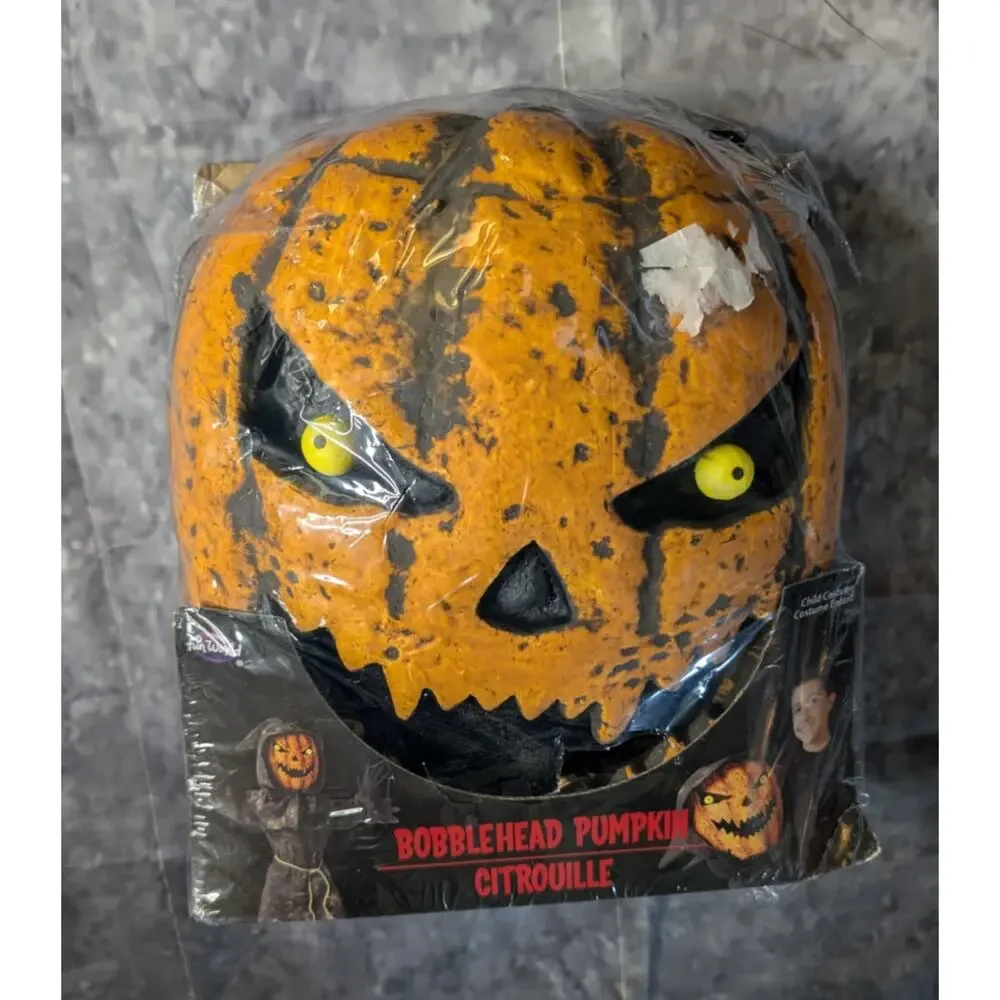 Fun World Bobblehead Pumpkin Child Halloween Costume Boys Size M 8-10 Scary New!